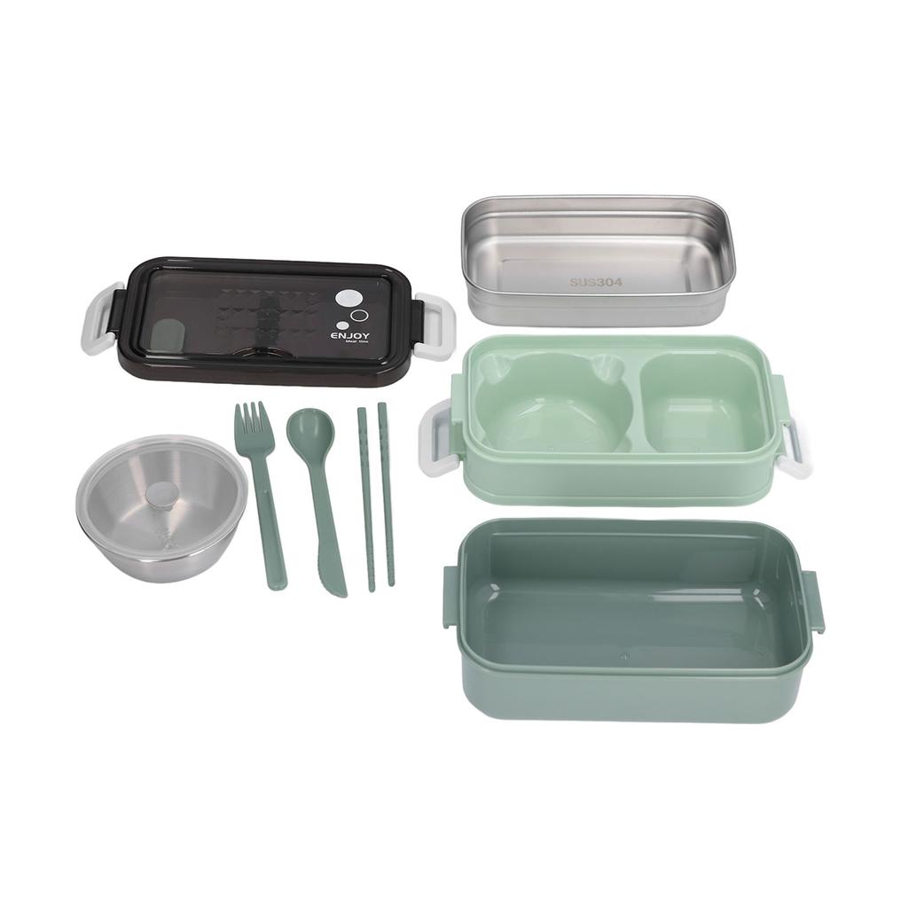 Lunch Box 2 Tier Stackable Container Folding Buckle Stainless Steel Insulated Lunch Box