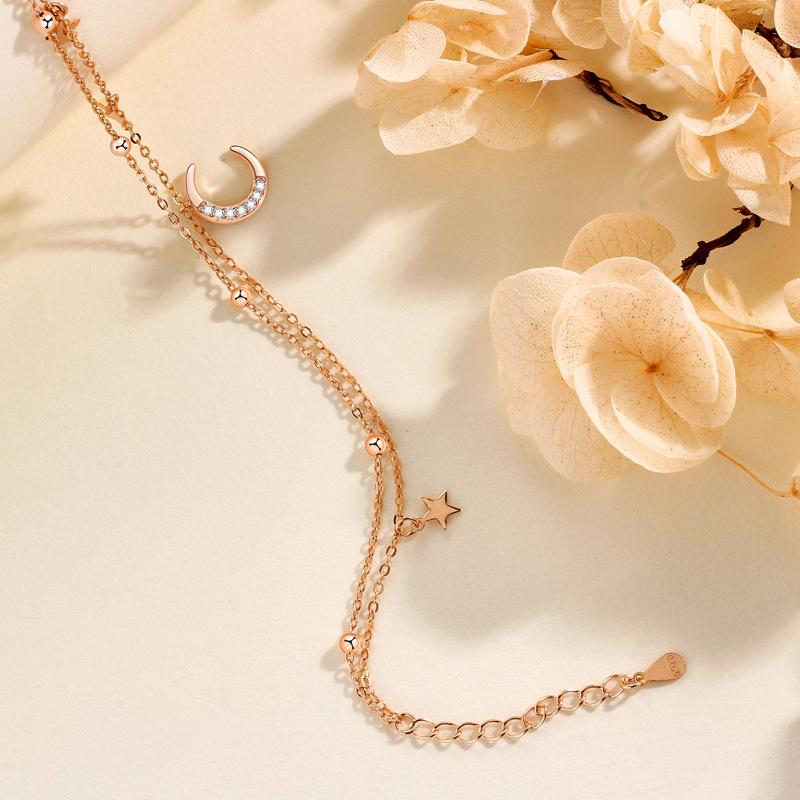 Star and Moon Bracelet for Women, Niche Fresh and High-end Design Sense Ins Wind Double-layer Star Bracelet Jewelry for Women