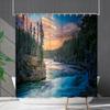 Bathroom Waterproof Curtain Digital Printing Landscape Waterfall Shower Curtain Free Punching Toilet Partition Curtain Shower Cloth