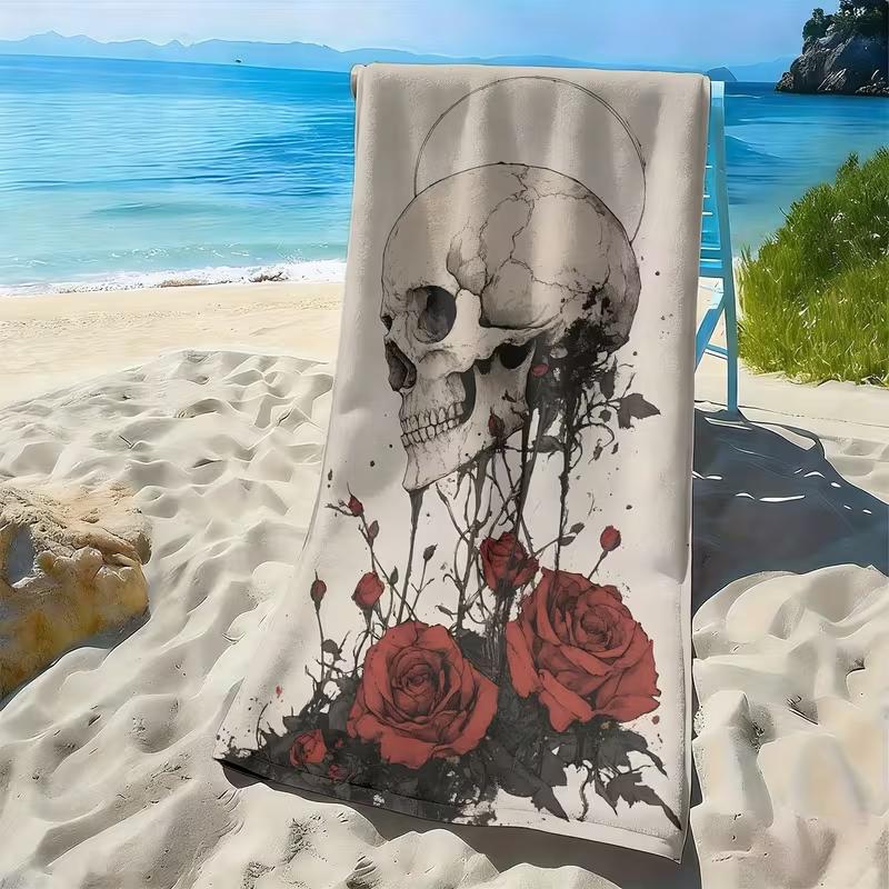 Vintage Deer Head Print Beach Towel Boho Floral Stag ToweRustic Forest Animal Beach Blanket