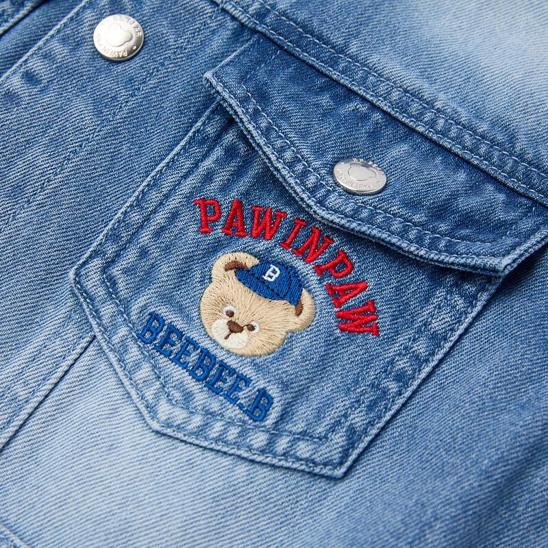 PawinPaw Kids' Cartoon Bear Loose Fit Denim Jacket