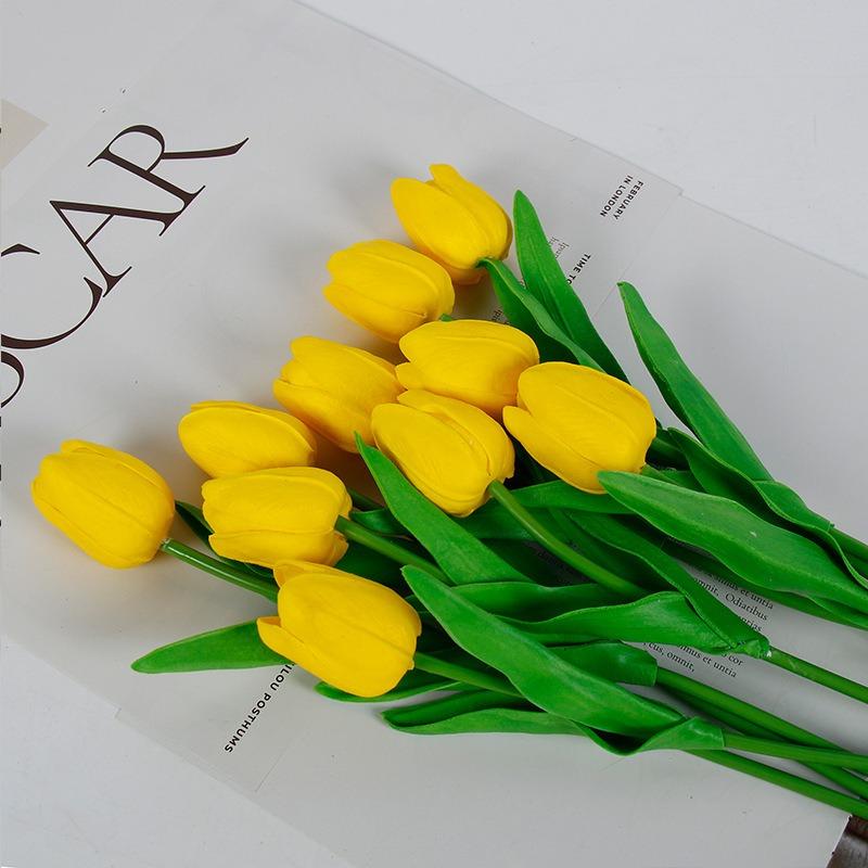 10 Pcs Tulips Simulated Flower Wedding Fake Flower Bouquet Shooting Props Home Living Room Decoration PU Simulated Flower