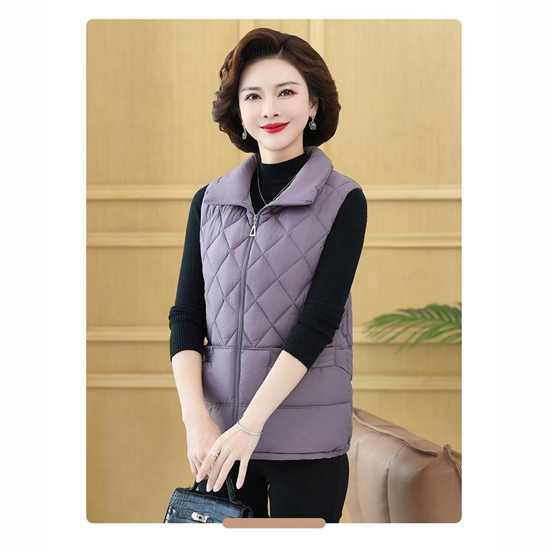 Ältere Weste Damen Mittleren Alters Herbst Winter Weste Kurz Mütter Daunen