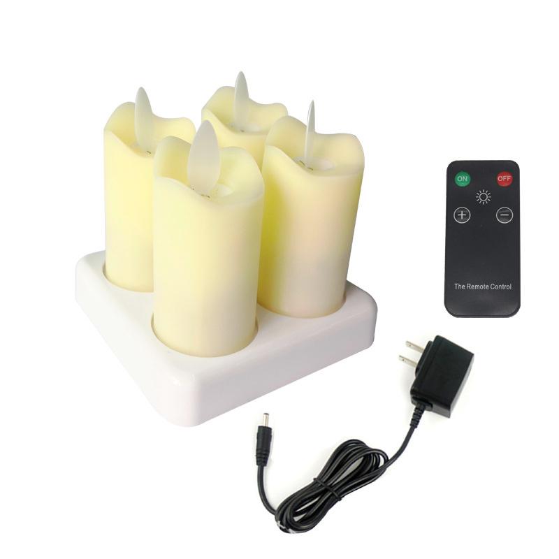 4-Pack Rechargeable LED Candles with Remote Control led Lamp Flameless Christmas Valentine Wedding Church Home Table Decoration