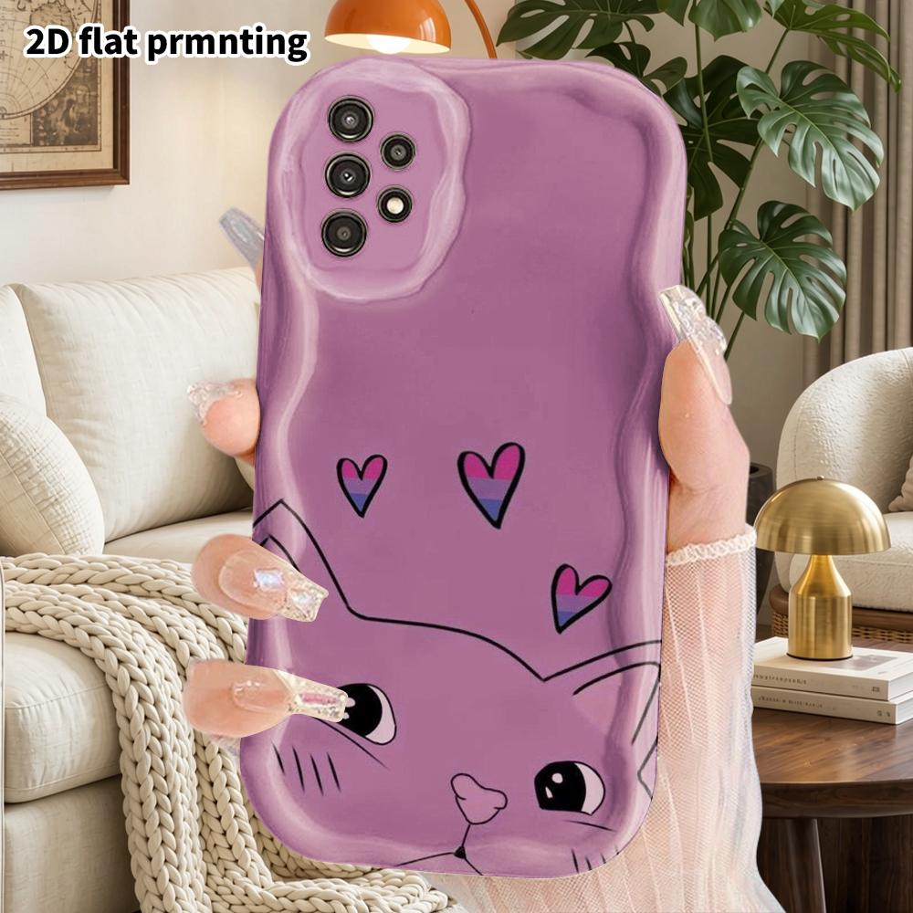 Phone Case: 2D Flat Samsung Galaxy A34 A35 M05 M06 S20 S22 S21 FE Plus 5G Protective Case, Couple Style, Cat Heart, Christmas and Halloween Gift