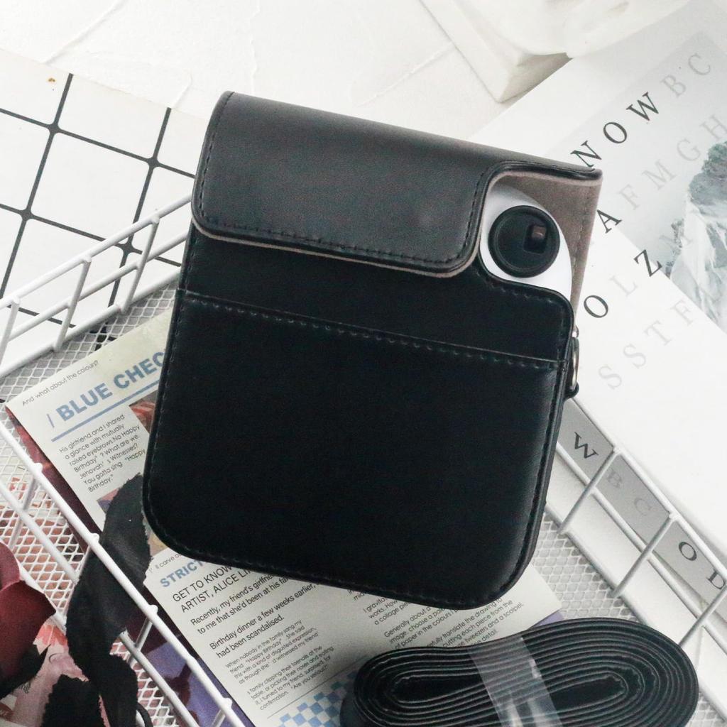 Fujifilm Instax Mini 12 Instant Camera Protective Cover, Mini 12 PU Leather Camera Case with Shoulder Strap (Black)
