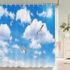 Tenda da Doccia 180x180cm Cielo Azzurro Nuvole Soleggiato Paesaggio Naturale Stampa 3D con Ganci Tessuto Impermeabile Tende per Bagno Casa