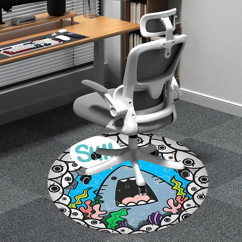 1pc Shark Eyes Office Round Area Rug, Indoor Mat Suitable ForOffice, Under Office Chairs Bedroom Living Room Home Decor, Room Deco,  n67