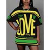 Plus size women's clothing 2025 new round neck letter print T-shirt pullover top suitable for daily wear