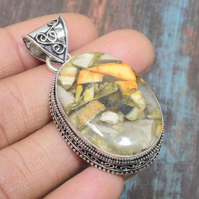 Bumblebee Jasper Gemstone Handmade925 Sterling Silver Jewelry Pendant For Her