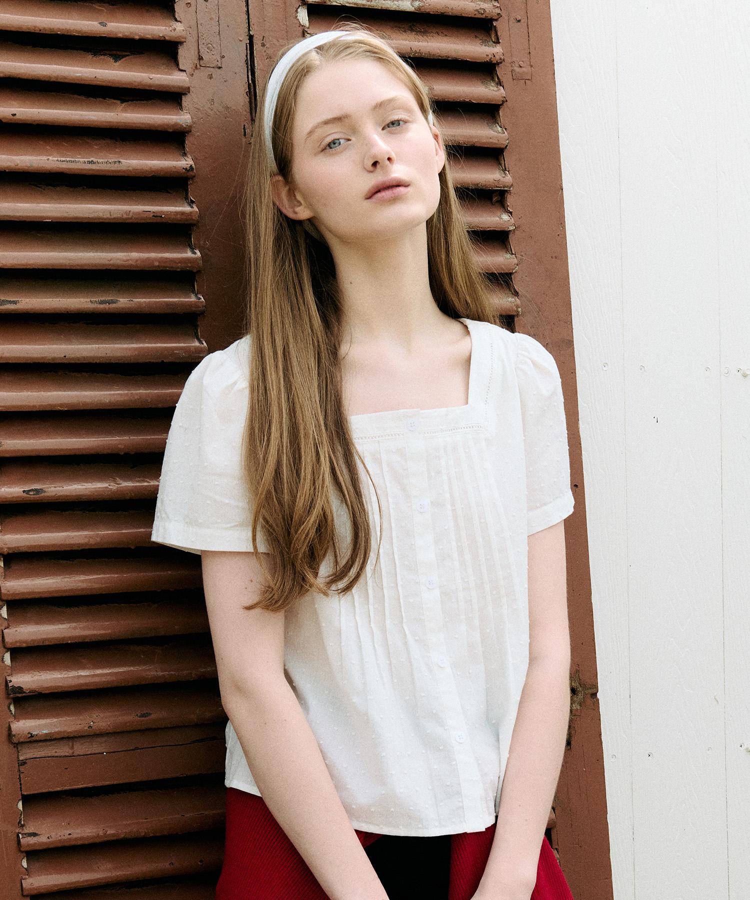 Lora Lora Square Neck Lace Blouse Ivory Ivory/Free