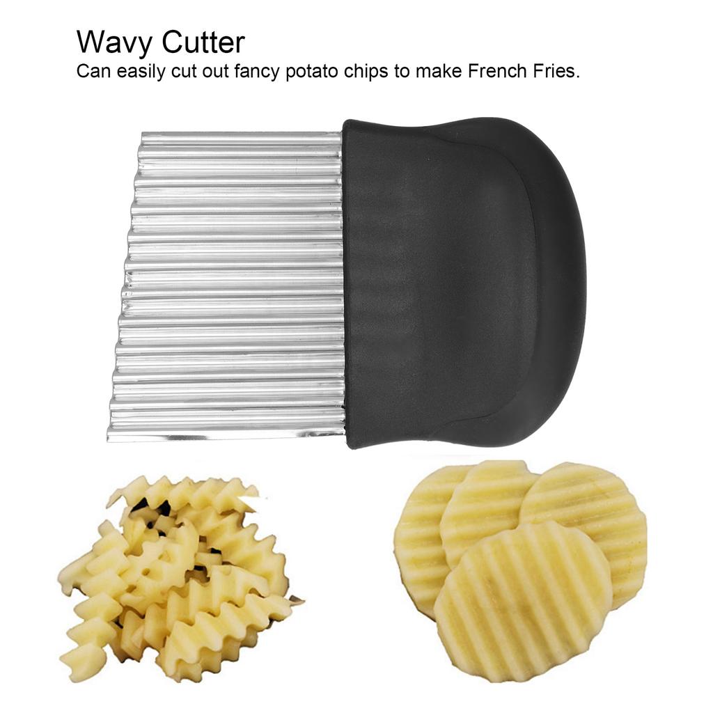 Wavy Potato Knife Cutter with Handle French Fries Chip Cutting Tool Kitchen Accessory