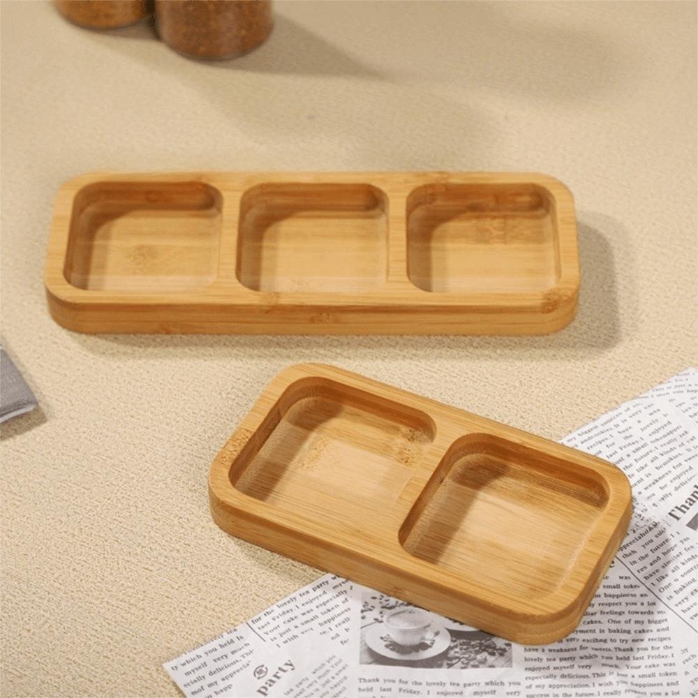 Natural Bamboo Divided Snack Serving Tray Divided Bamboo Snack Dishes Tea Room Decor