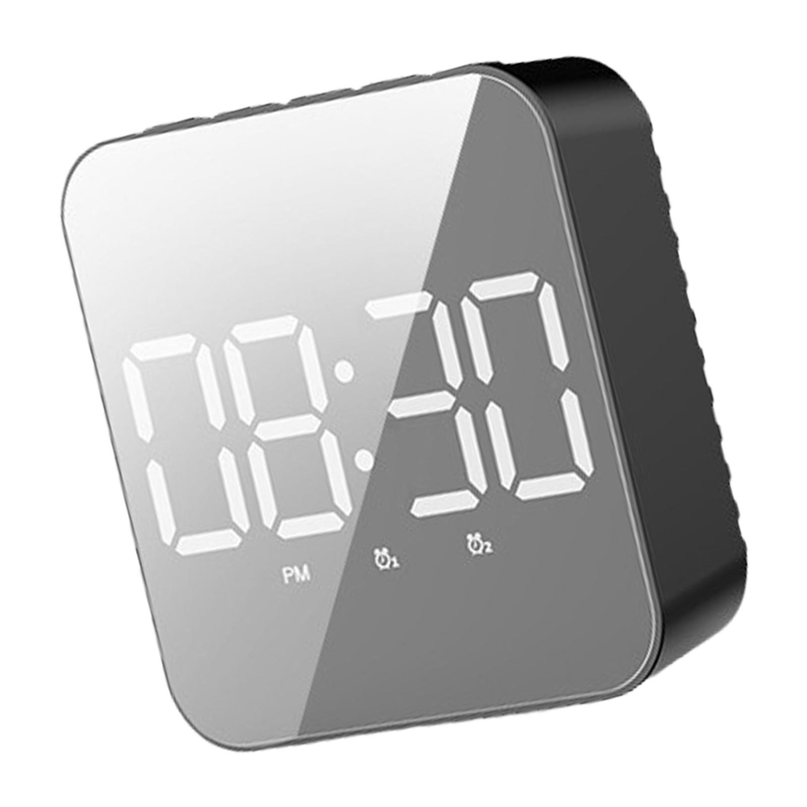 

Модные светодиодные цифровые зеркальные часы с голосовым управлением, будильником, отображением времени и температуры для студентов, настольные часы чёрный