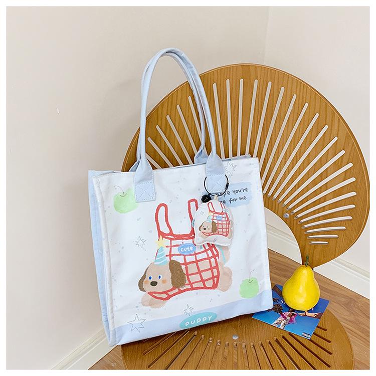 Large Capacity Japanese Korean Style Cute Graffiti Canvas Crossbody Bag for Students