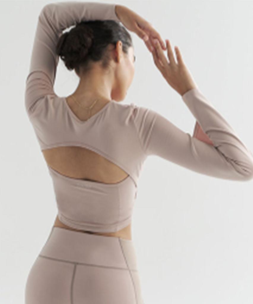 FOETTE Leaf Long Sleeve Crop Top - Pink