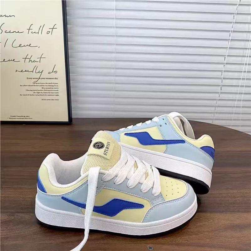 Niche blue and yellow lightning color matching platform bread shoes women's dopamine campus style casual alphabet board shoes