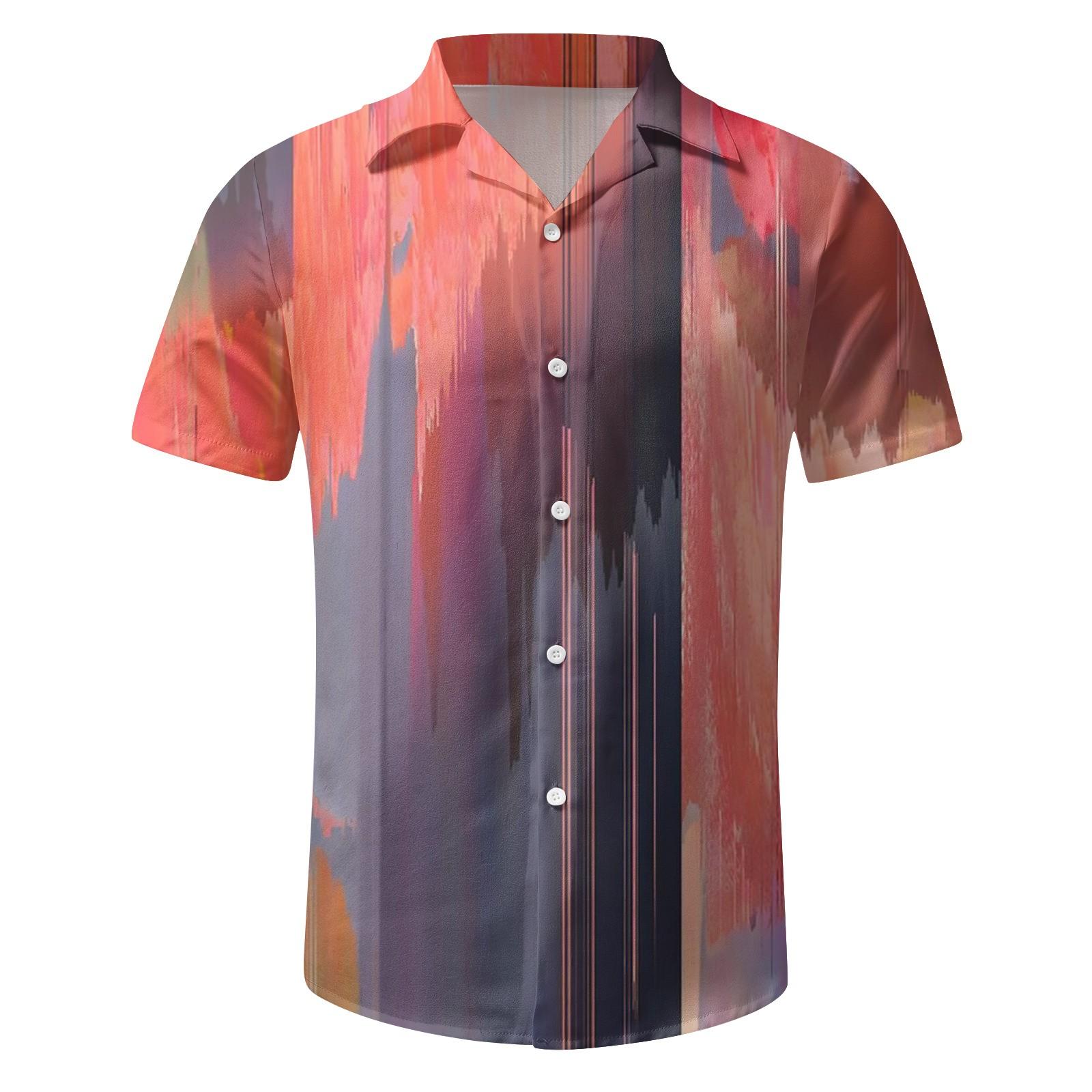 

Мужская гавайская рубашка, забавная красочная рубашка с коротким рукавом на пуговицах, тропическая праздничная пляжная рубашка XXXXL