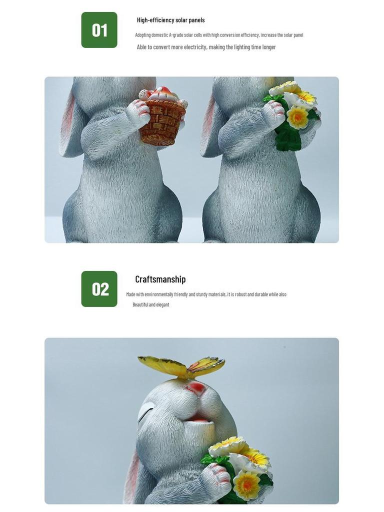 Outdoor Solar Rabbit-Shaped Light - Creative Garden Resin Ornament