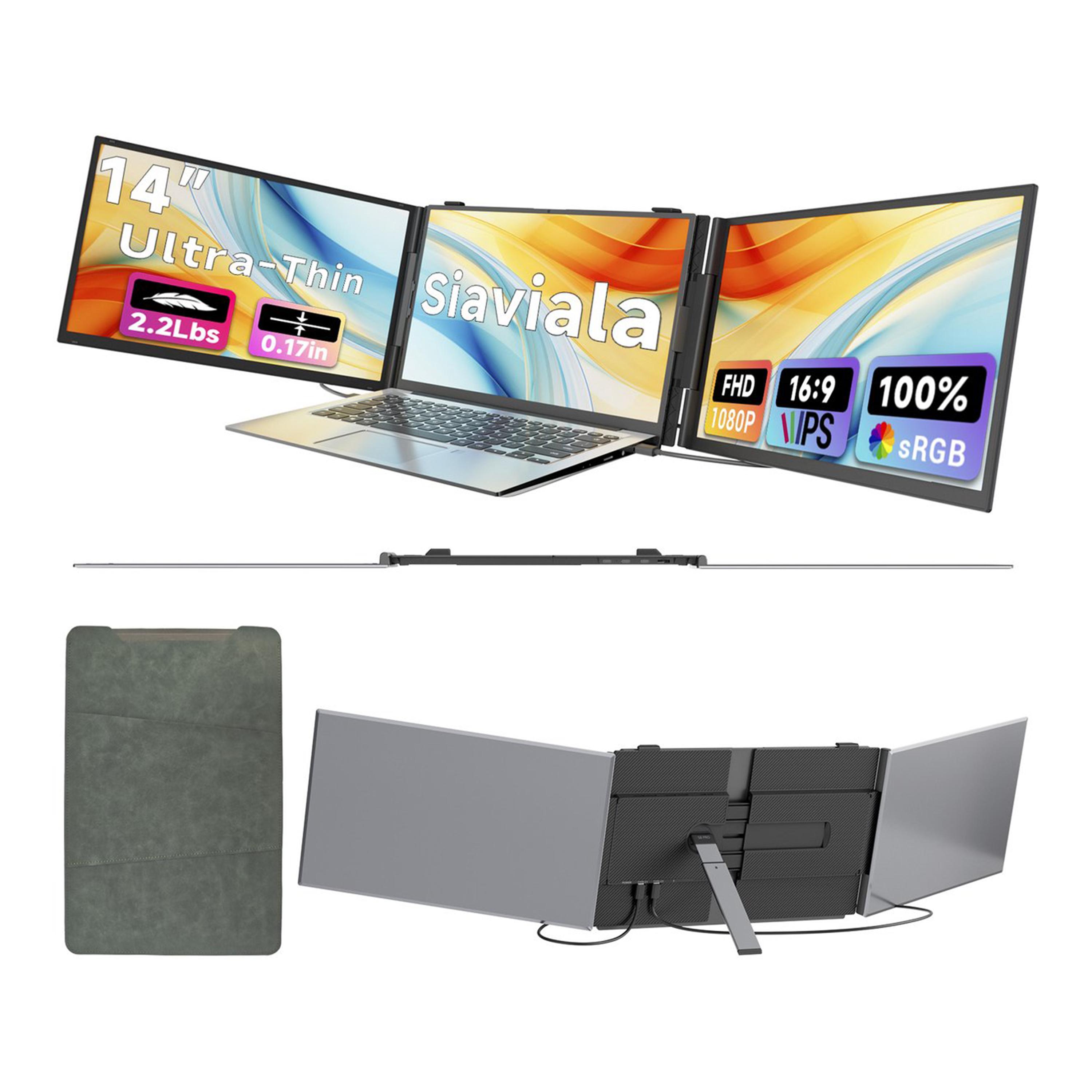 wonderful place Siaviala S8 Pro 14 Tragbarer Monitor – 1 Kg Ultraleicht, 180° Neigung, 100W Reverse Charging, Dual-Lautsprecher