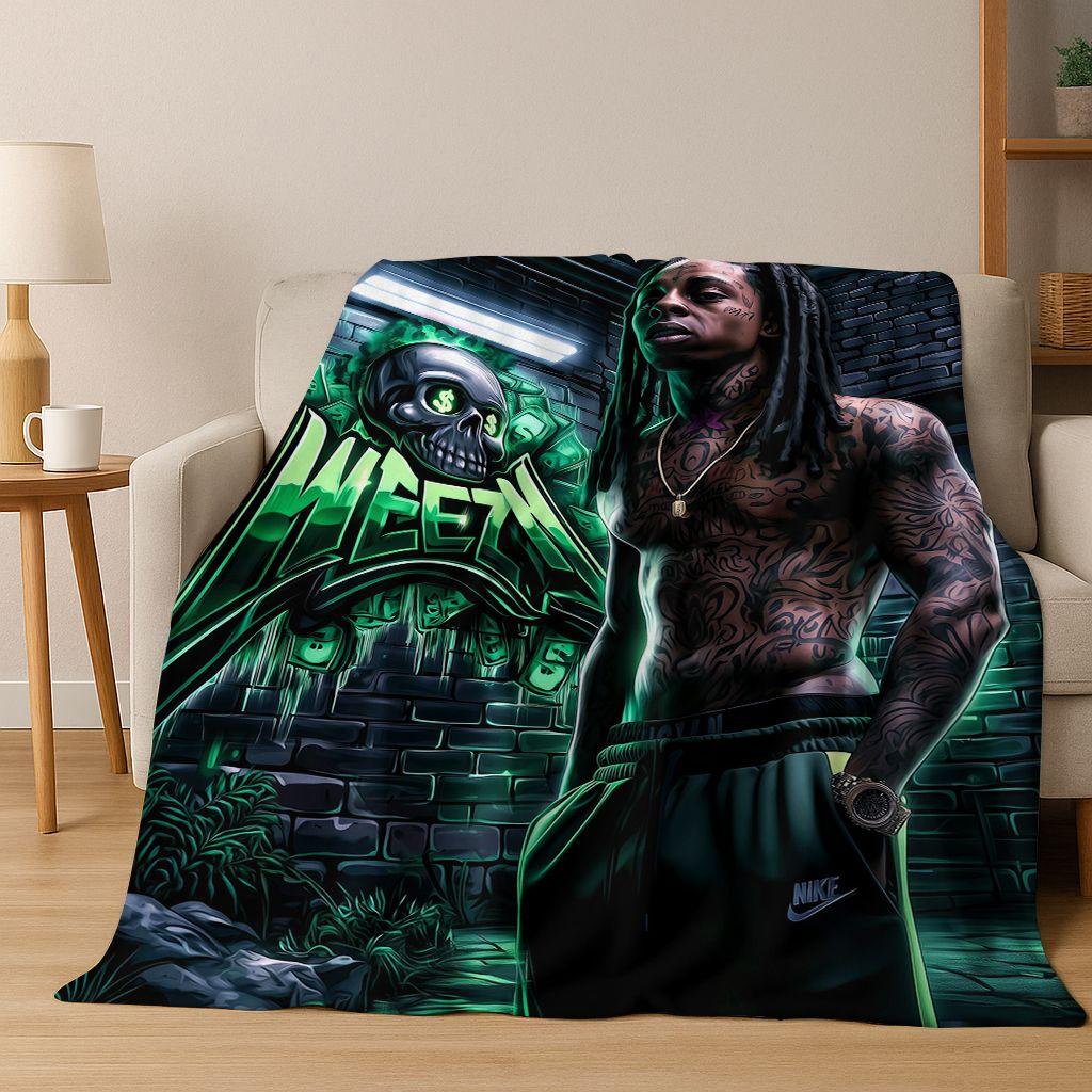 3D Top Rapper Legend Star Art Cartoon Hip Hop Flannel Blanket,Cozy Soft Throw Blanket for Home Bedroom Bed Sofa Cover Gift
