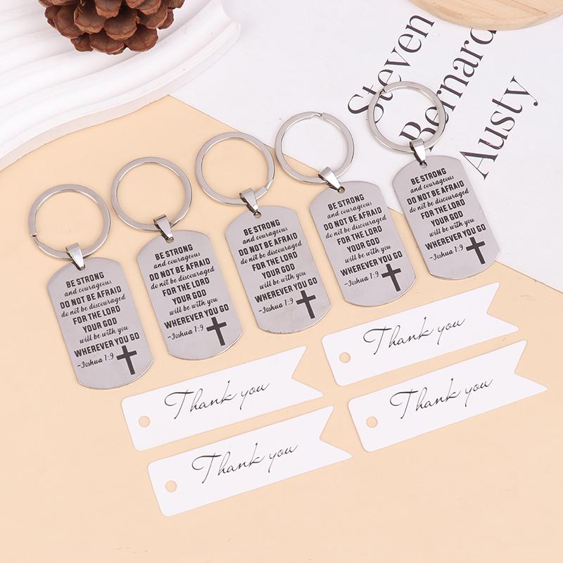 12Set Cross Christian Gifts Inspirational Bible Verse Keychain, Be Strong And Courageous Pendant, Religious Jewelry For Birthday