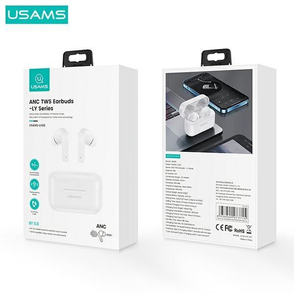 Usams Słuchawki Bluetooth 5.0 Tws Lyseries Anc Bezprzewodowe Biały/White Bhuly06