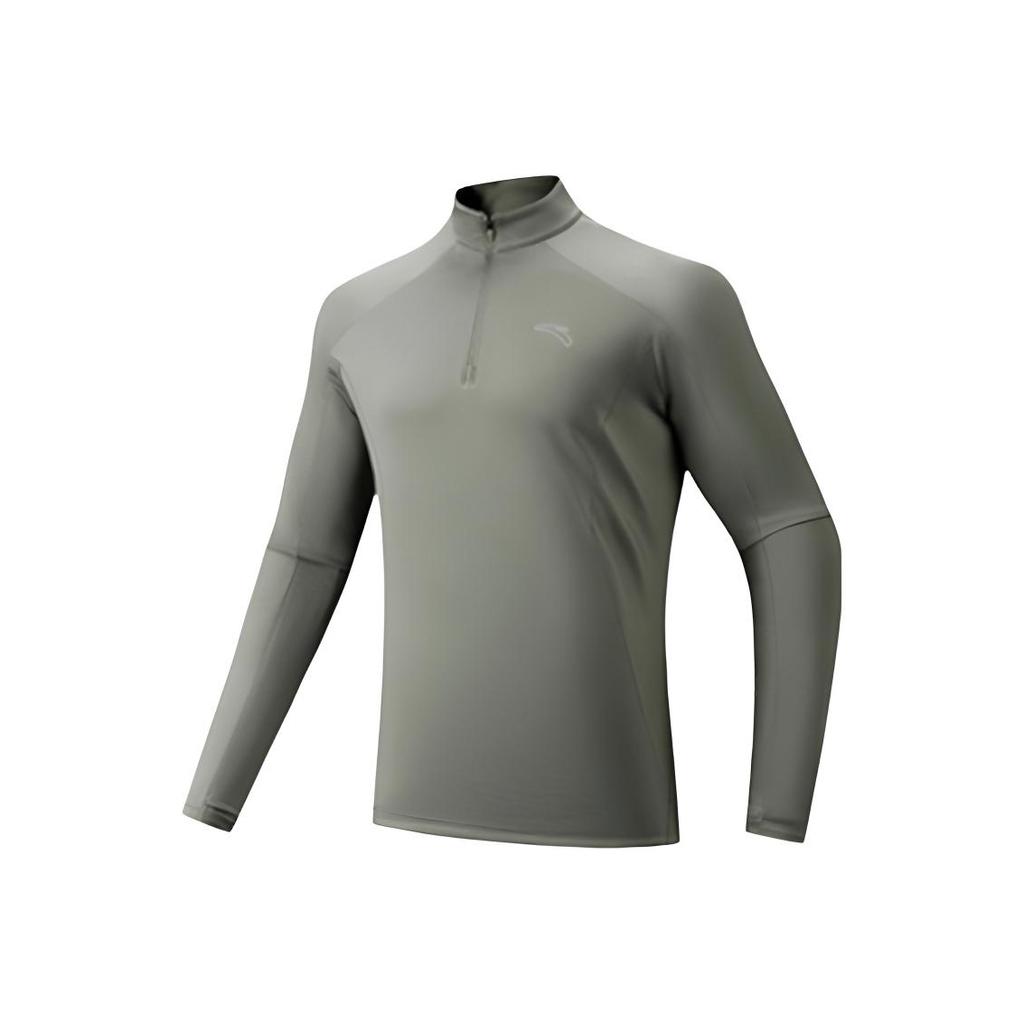 Anta Running Series Stand Collar Solid Color Comfortable Versatile Casual Simple Long Sleeve T-Shirt Men Tops 952545402-5