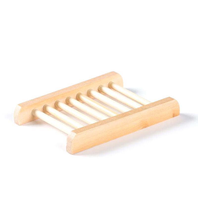 Natural Wood Bamboo Soap Drainer Dishes Tray Soap Dry Holder Storage Rack Plate