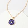 Women Heart Necklaces Moon Star Round Enamel Pendant Necklace Girls Clavicle Chain Aesthetic Jewelry Wedding Party Accessories