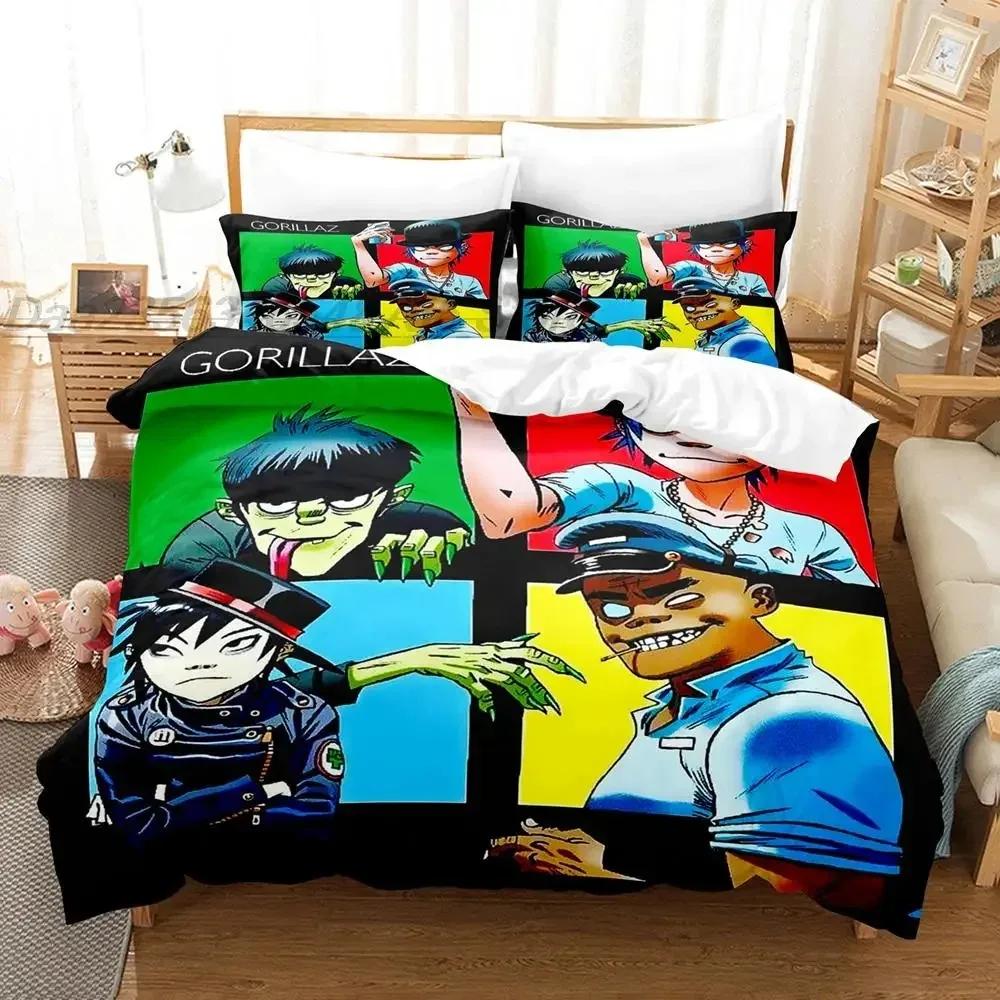 Gorillaz Bettwäsche Set Einzelbett Twin Full Queen King Size Bettset Aldult Kind Schlafzimmer Bettbezug Sets 3D Druck Spiel Bettlaken Set