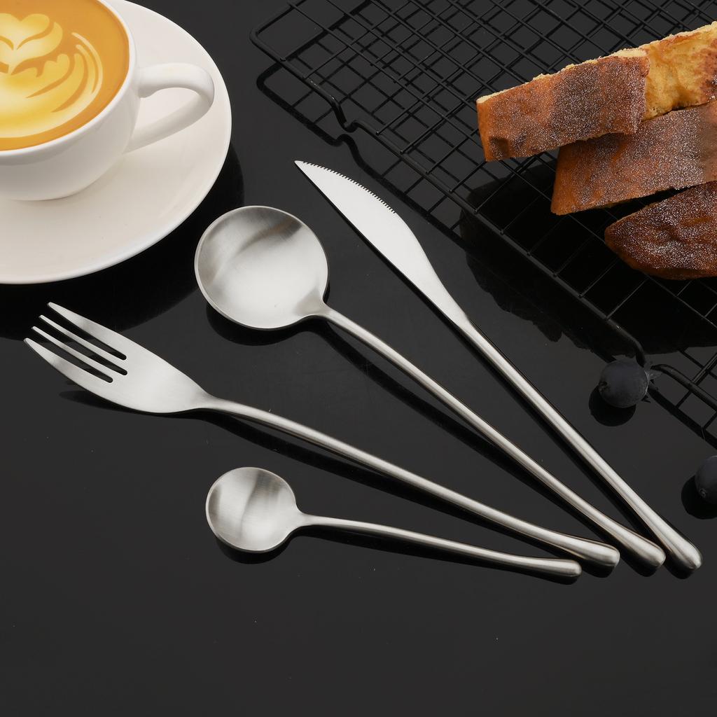 4Pcs White Gold Cutlery 18/10 Stainless Steel Dinnerware Set Spoon Fork Knife Western Home Silverware Tableware Set Supplies
