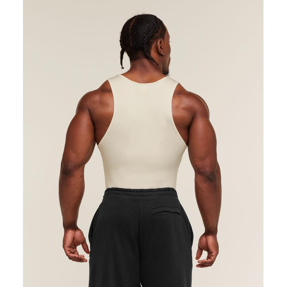 Gymshark Gslc Ribbed Tank Oat White A3c4c Wc1v