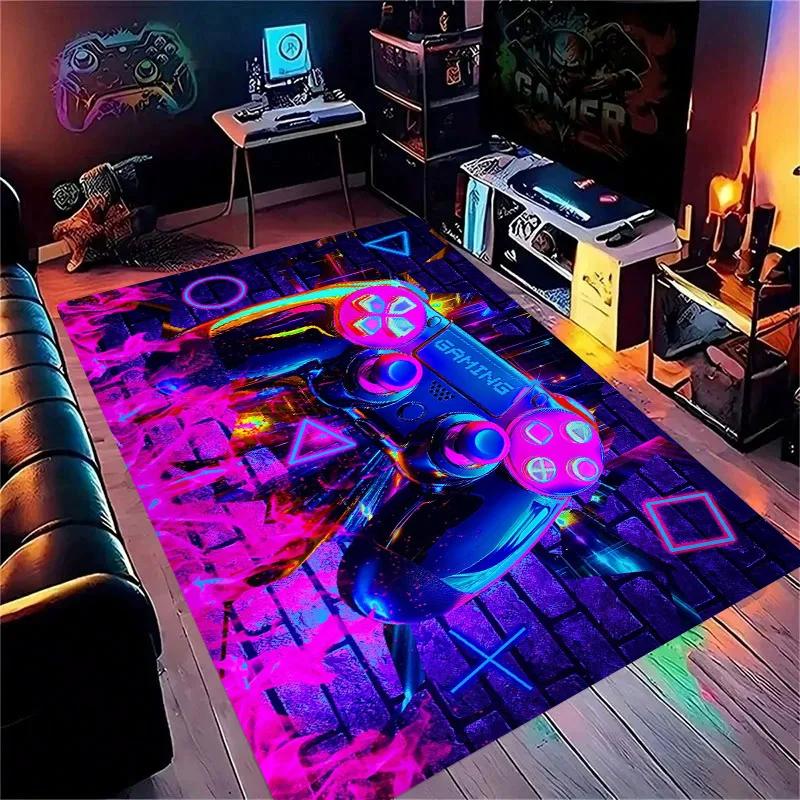 Gaming for Boys Room Gamer Casual Carpet with Controller Design Rug for Game Room Bedroom Decor Machine Washab Mat