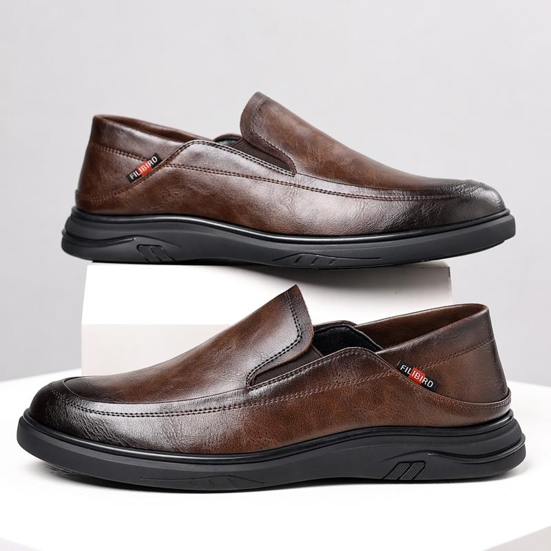 2024 Spring Fashion Casual Leather Men's Dress Shoes Spring Autumn New Designer Soft Sole Solid Color Loafers Man