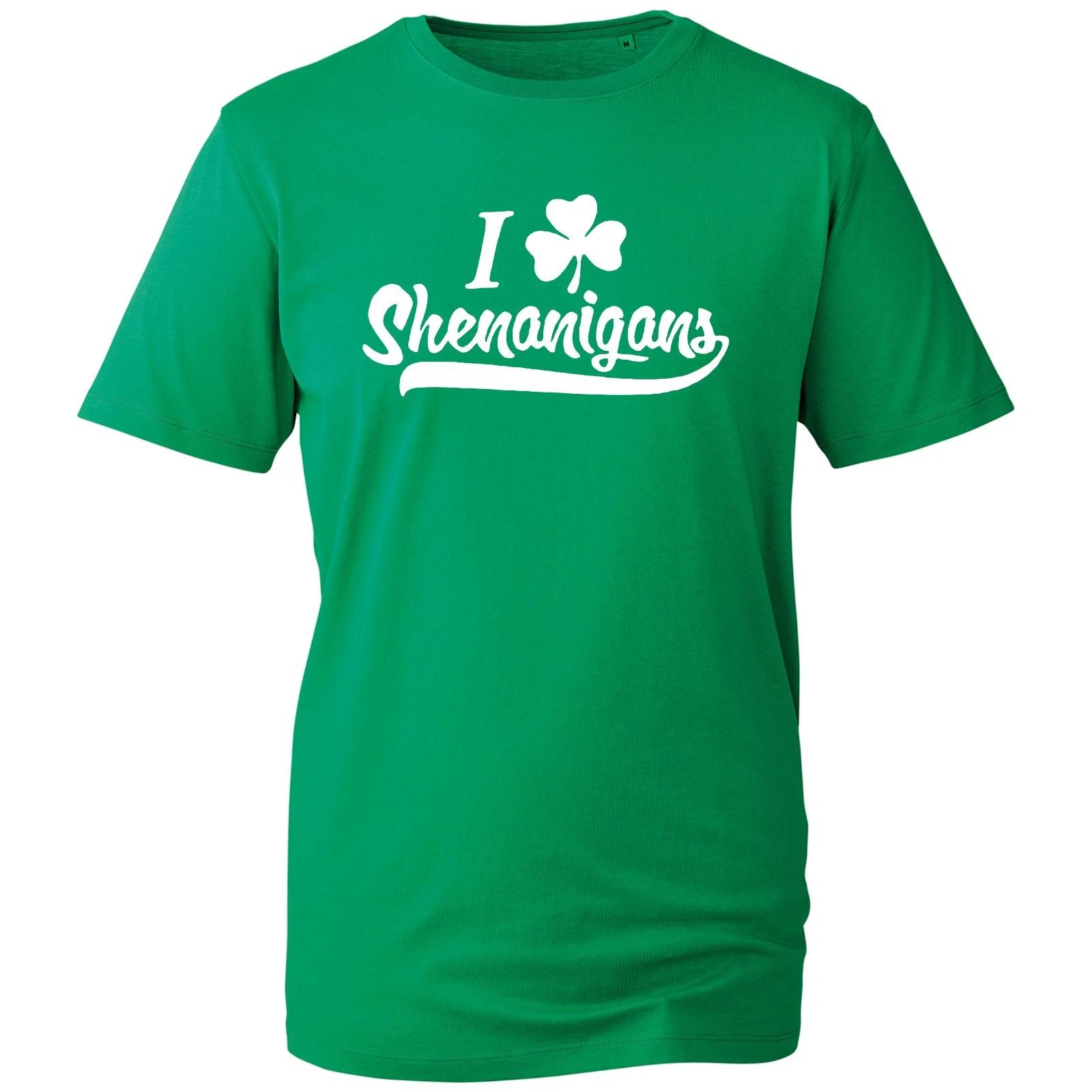 St. Patrick s Day Novelty I love Shenanigans Cute Irish Clover Mens Gift T-Shirt S
