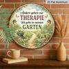 2D Flat - 1pc Round Aluminum German "Garten Therapie" Metal Sign, Vintage Plaque About "My Garden Is My Healing Place", "Gardening Enthusiast