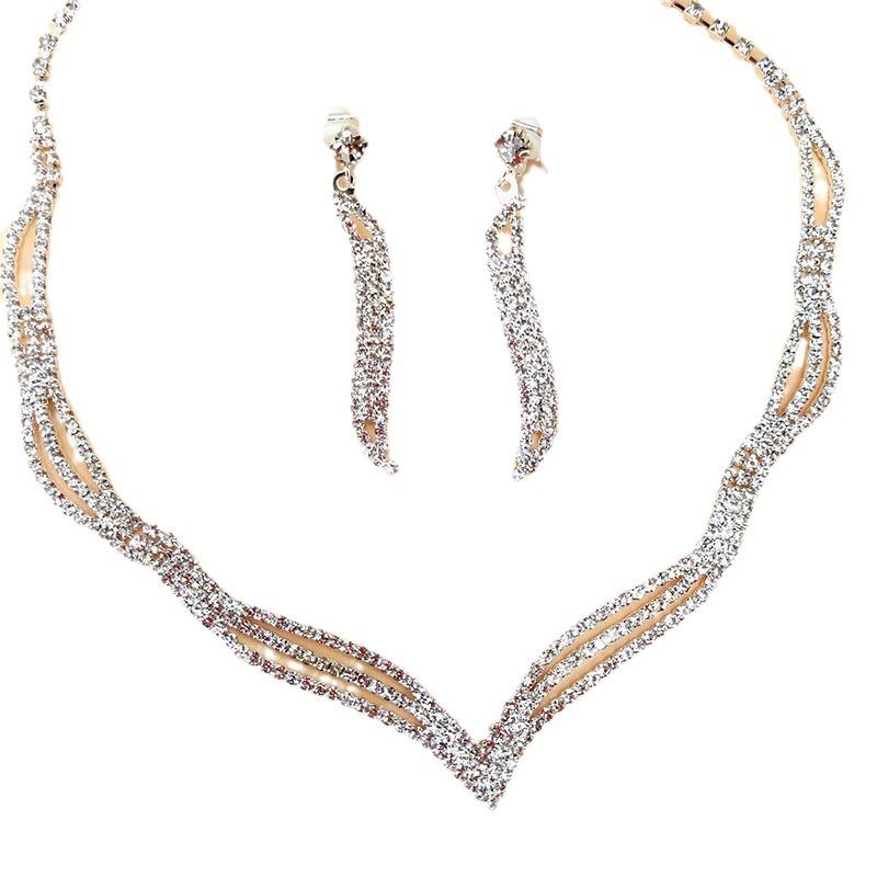 Bridal Jewelry Delicate Ol Claw Chain Rhinestone Fox Tail Necklace, Earrings Set 472