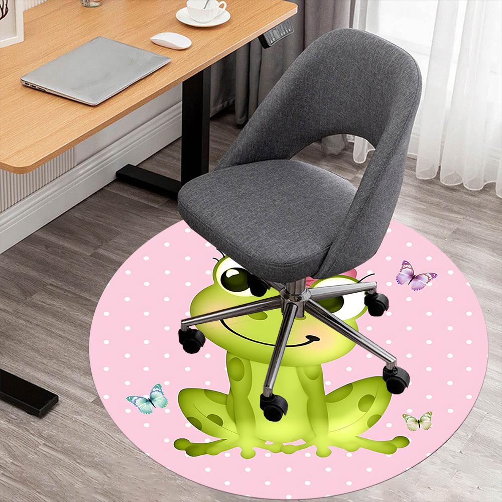 1pc Frog Butterfly Round Chair Mat Area Rug - Non-Slip, Floor Mat for Office, Bedroom, and Indoor Decor C1125504