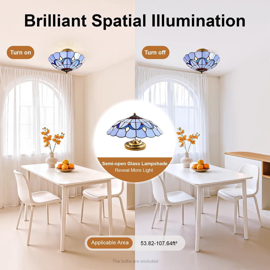 110-220V Umbrella-Shaped Retro Classic Ceiling Light, Painted Glass Lampshade for Kitchen and Corridor Fixtures
