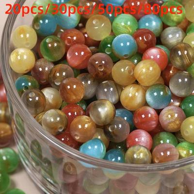 Cuentas de resina de dos colores doradas naturales de 8 mm, hermosas cuentas multicolores, pulseras, collares y joyas hechos a mano, accesorios de cuentas hechos a mano