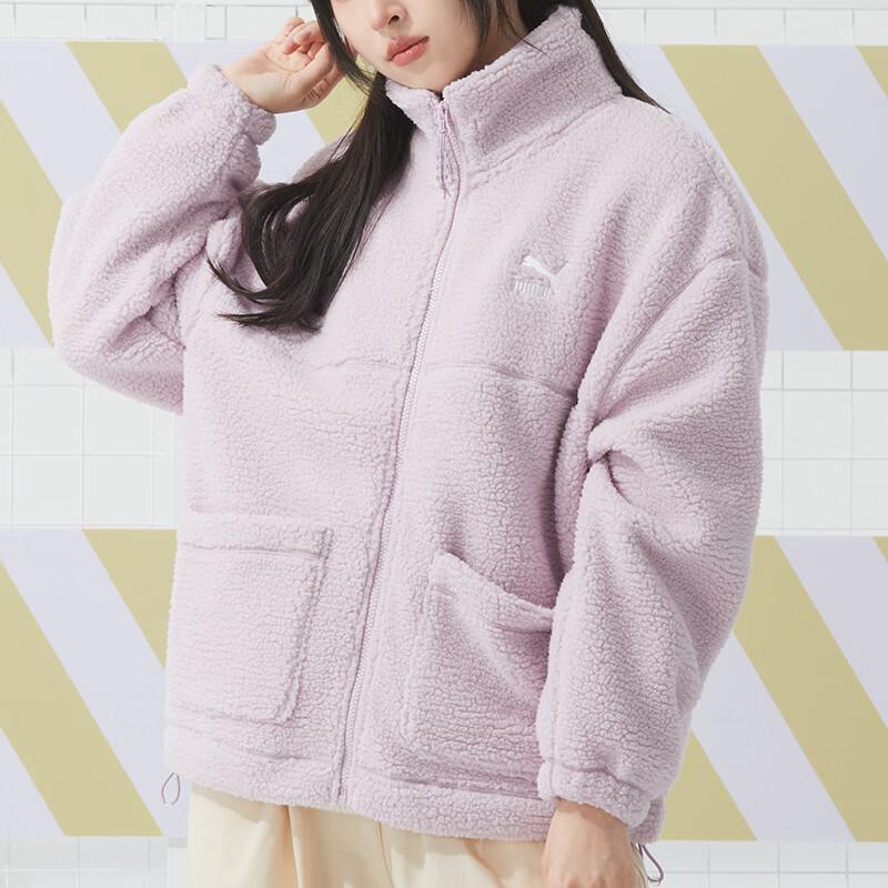 Puma Solid Color Casual Lamb Fleece Loose Long Sleeve Coat Women outerwear Purple 625806-60