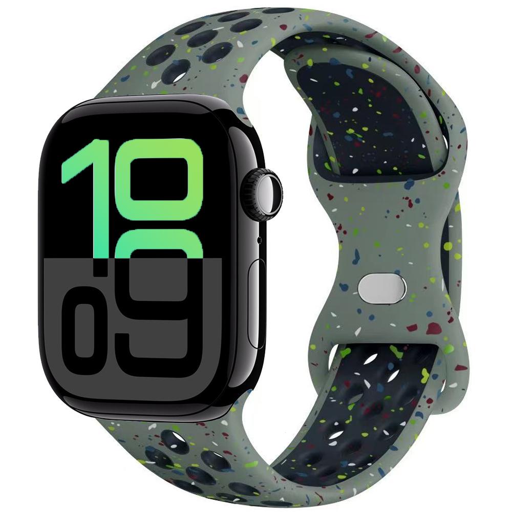 Silicone Strap For Apple Watch 11 10 9 8 7 46mm 45mm 42mm 41mm Ultra 3/2 49mm Breathable Bracelet Wristband iWatch 6 5 4 SE 44mm