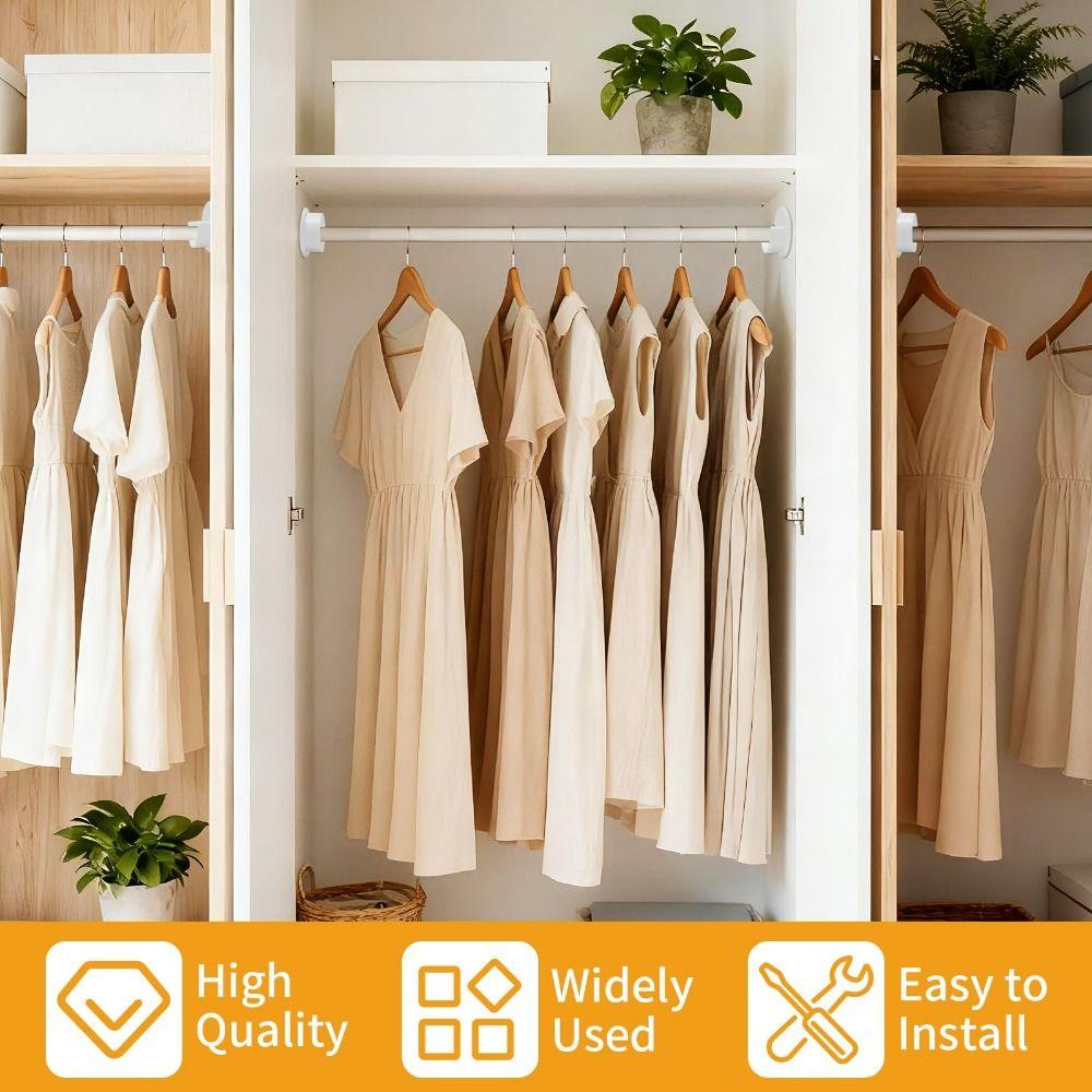 2Pairs Solid Plastic Closet Pole Sockets With Screws Wardrobe Tube Support  Closet Organization