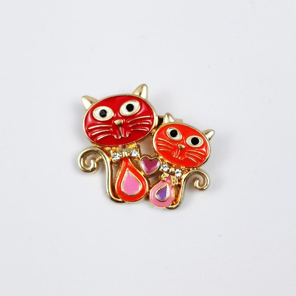 Cute Cartoon Cat Couple Brooch Set - Versatile Backpack Badge & Decorative Accessory