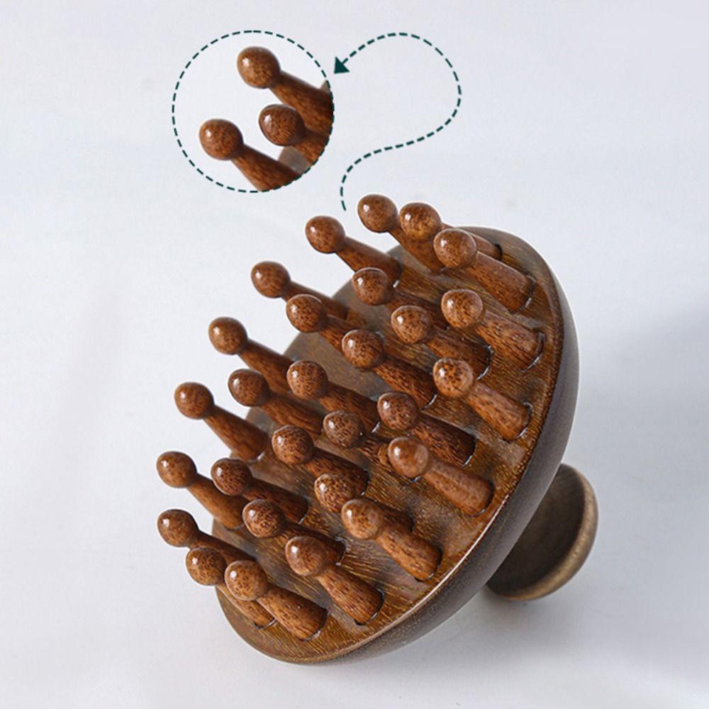 Circular Tooth Head Massage Comb 28 Nails Scalp Head Massager Wood Therapy Massage Comb  For Body