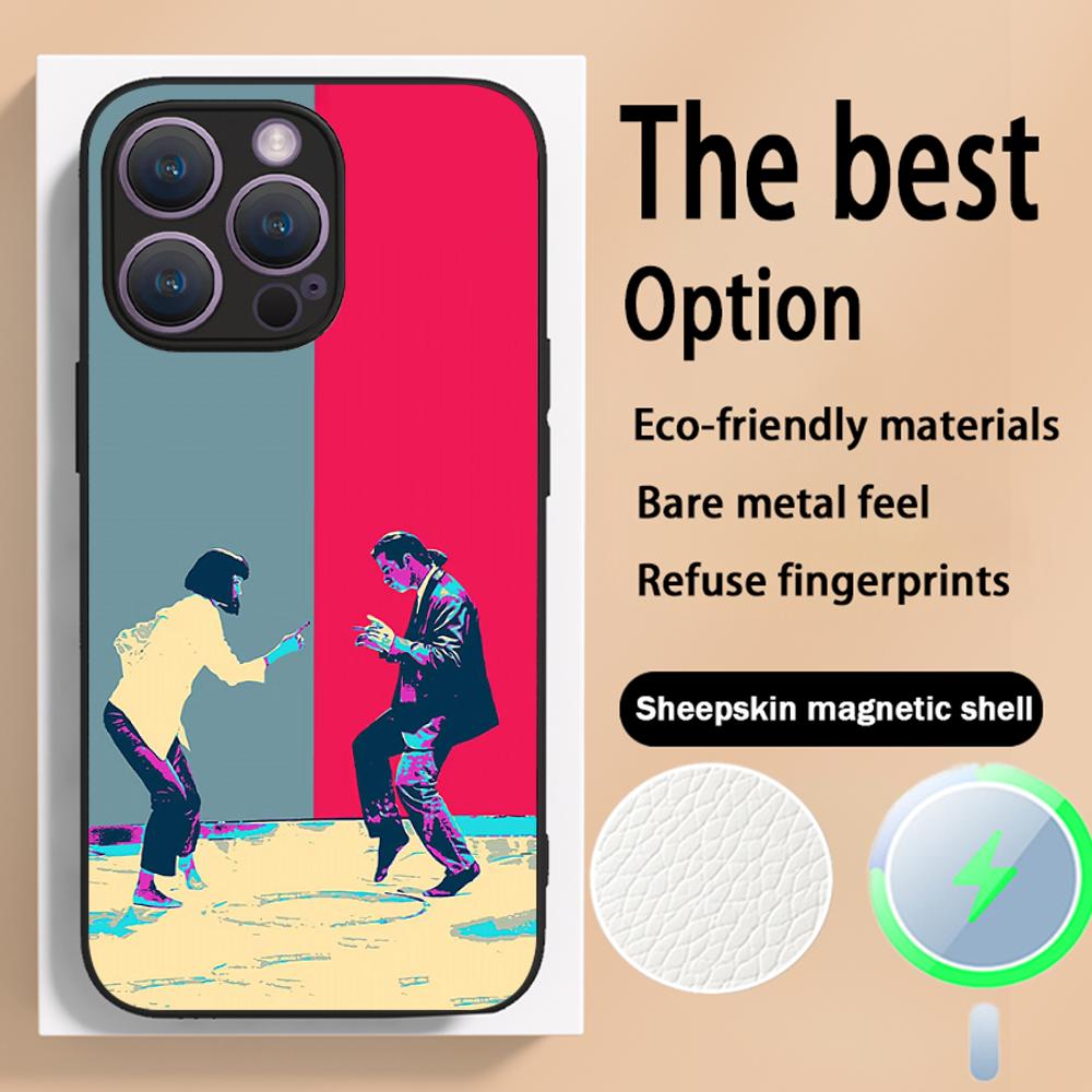 Classic Movies Pulp Fictions Poster Phone Case For iPhone 16 15 14 13 12 11 Plus Pro Max High-end Luxury Magsafe Sheepskin