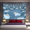 Cute Blue Penguins Pattern Tapestry Design Pattern Wall Hanging Tapestry Decorative Tapestry Home Decor for Bedroom and Living Room