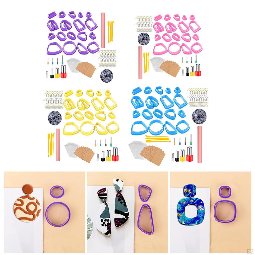 Clay , 130pcs DIY Shape for Jewelry Maker with Earring Cards Hooks Punch Tools Crafts