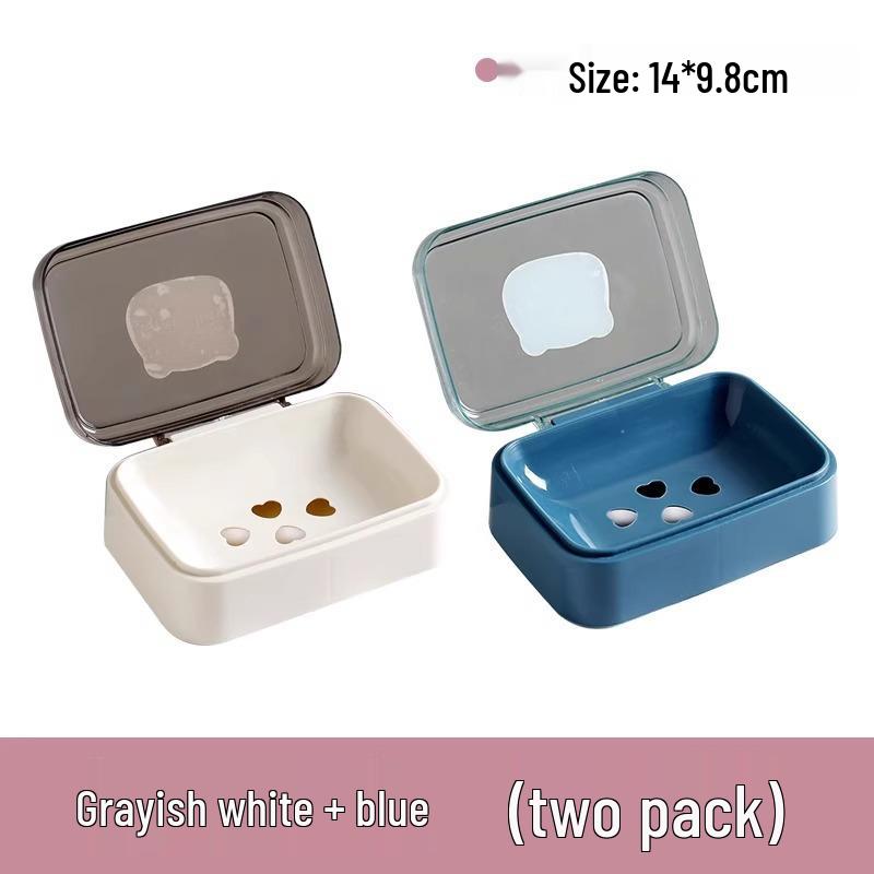 Creative Cute Plastic Soap Dish with Lid: Stylish Soap Holder and Drainer for Bathroom Storage